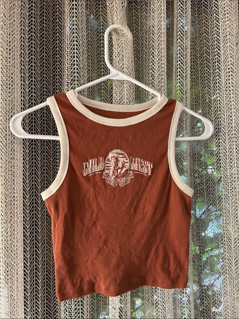 Hollister Rust Tank Top with Cream Trim